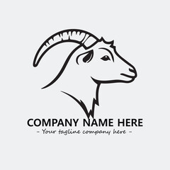 Head of goat illustration black and white for logo company vector image
