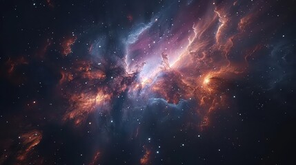 A stunning cosmic scene depicting vibrant nebulae and star formations in deep space.