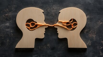 Communication concept with wooden silhouettes