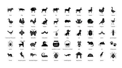 Farm & Pet Animal Icon Set Vector Icon Stock Illustration