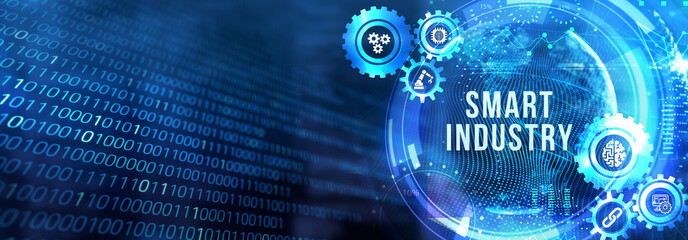 Smart industry 4.0 manufacturing technology concept. 3d illustration
