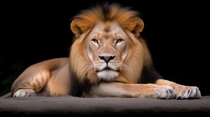 Fototapeta premium Majestic lion resting, showcasing power and pride