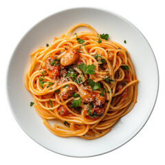 spaghetti with tomato sauce and basil