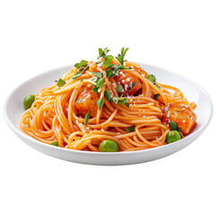 spaghetti with tomato sauce and basil