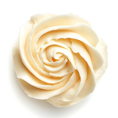Rich and creamy buttercream frosting with a smooth texture delicate pastel color, isolated white background, modern art style