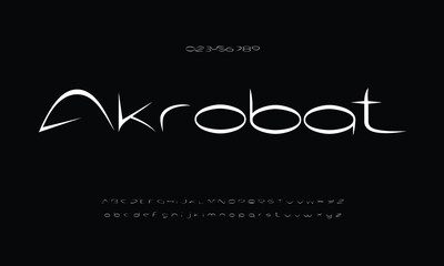 Akrobat vector font alphabet with numbers