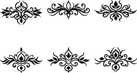Baroque Swirl Accent ornament set on white background