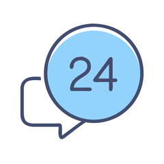 24 Hours Support Speech Bubble Icon Design