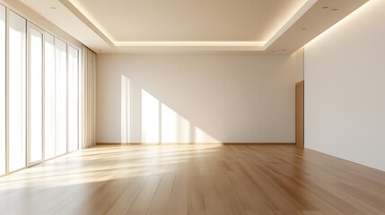 living room with bare walls and a wooden floor, creating a blank slate that invites creativity and customization 