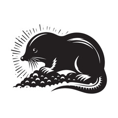 Minimalist mole silhouette - Mole vector - illustration of mole.