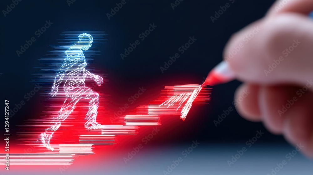 Aufkleber an abstract visualization of a digital pathway leading to growth achievement and future success thro