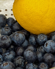 Close-Up of Fresh Blueberries and Lemon