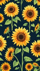 sunflower orange plain illustration background flat vector art