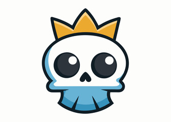 stock vector skull wearing crown logo emblem object illustration. cool swager scull with Crown mascot logo vector illustration