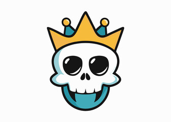 stock vector skull wearing crown logo emblem object illustration. cool swager scull with Crown mascot logo vector illustration