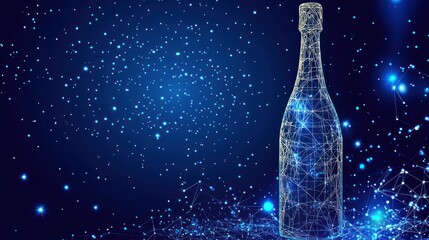 Abstract Champagne Bottle, Digital Art, Night Sky