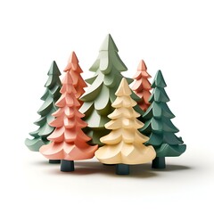 Fototapeta premium Abstract Forest Minimalist Pastel Trees. 3D Render