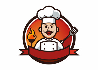 BBQ or grill tools icon. Detailed barbecue logo template. Vector illustration.