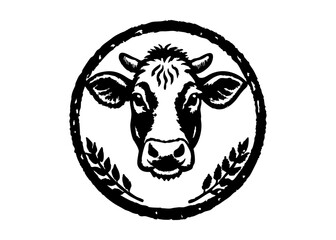 Silhouette Cows head. Hand drawn in a graphic style. Vintage vector engraving illustration