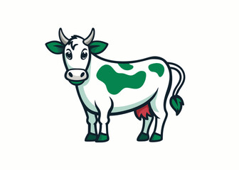 Cow hand drawn Sketch. Hand drawn watercolor painting of a cow isolated on white background.