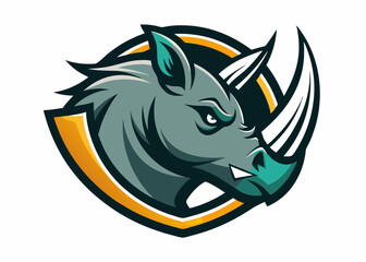 Rhino design angry face design. Rhino standing front view silhouette with a touch vector cartoon illustration