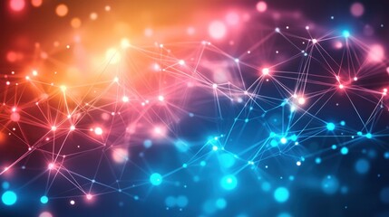 Abstract network connections, vibrant colors, digital design