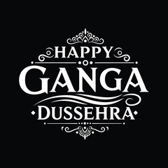 Happy Ganga Dussehra text vector , Indian Festival Calligraphy  Hindu Religious typography  Art Design.