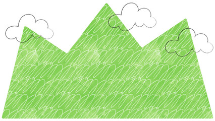 Mountain Frame-7　ウォーターカラーのフレーム。山と雲の背景。自然の背景、飾り枠。webコンテンツの壁紙。