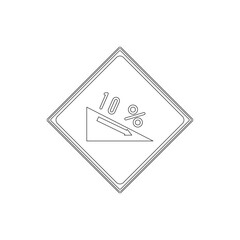 標識の線画単品イラスト　下り急勾配あり