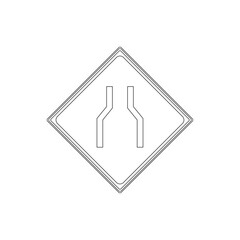 標識の線画単品イラスト　幅員減少