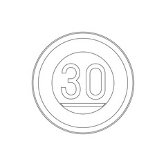 標識の線画単品イラスト　最低速度