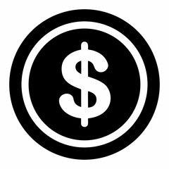 Dollar Coin silhouette icon on white background