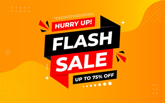 Flash Sale banner for web or social media. sale banner promotion template with discount tag. limited time offer, Get extra discount. Commercial poster, sale background vector illustration