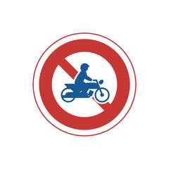 標識のカラー単品イラスト　二輪の自動車・一般原動機付自転車通行止め