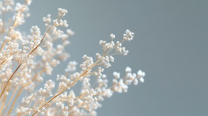 Delicate dried flowers, soft light background