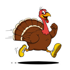 Running Turkey cartoon Illustration