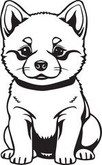 Shiba Inu dog. Hand drawn vector illustration	