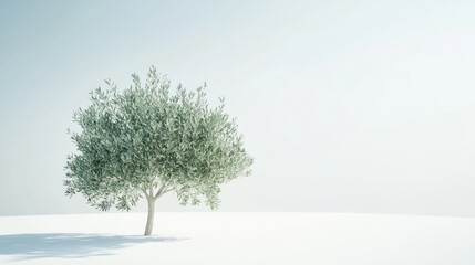 Fototapeta premium Solitary Olive Tree in a Pale Landscape