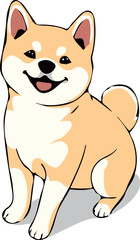 Shiba Inu dog. Hand drawn vector illustration	