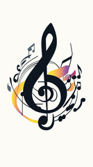 Abstract Minimalist Music Note Artwork with Colorful Accents for Creative Designs