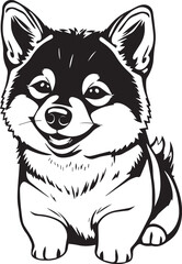 Shiba Inu dog. Hand drawn vector illustration	