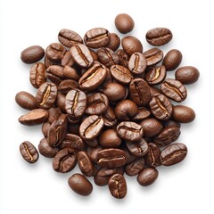 Obraz premium Pile of roasted coffee beans ready to brew aromatic beverage close up