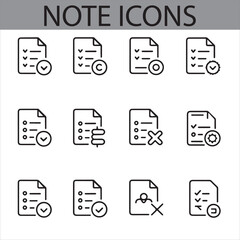 Collection of 16 Note Icons – Tasks, Writing, Document Management, and Office Tools