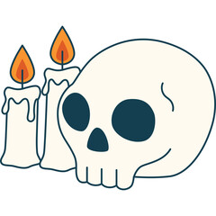 Skull with Candle Halloween Decoration