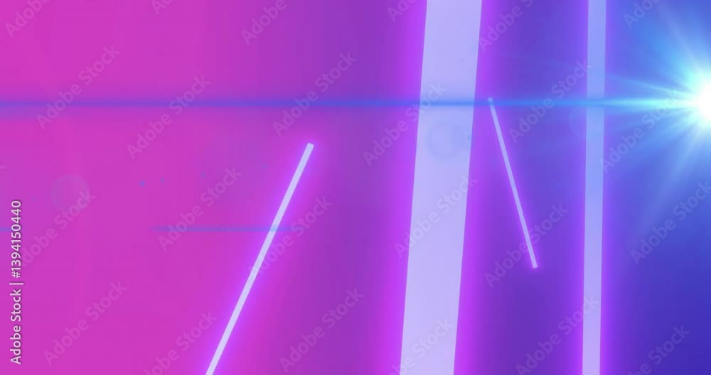 Poster glowing diagonal lines in neon pink and purple creating animation background