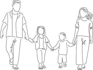 family　kids　家族　子供　人物　線　手描き　線　ライフスタイル　カリグラフィー　イラスト