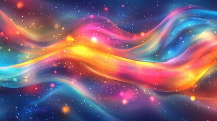 Fototapeta premium Vibrant Wavy Abstract Background with Flowing Colors and Shimmering Particle Effects for Modern Design
