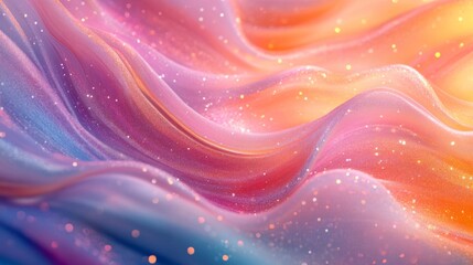Iridescent Abstract Wave Background with Glittering Sparkles in Pastel Hues for Decorative Design