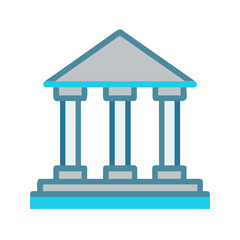 Bank Building with Columns Icon Design