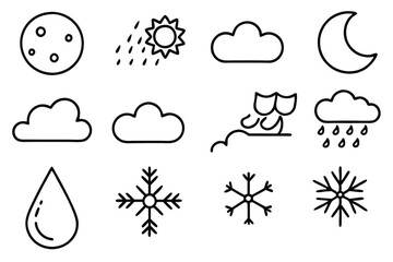 Precipitation Line Art Illustration Detailed Design for Weather Concept  